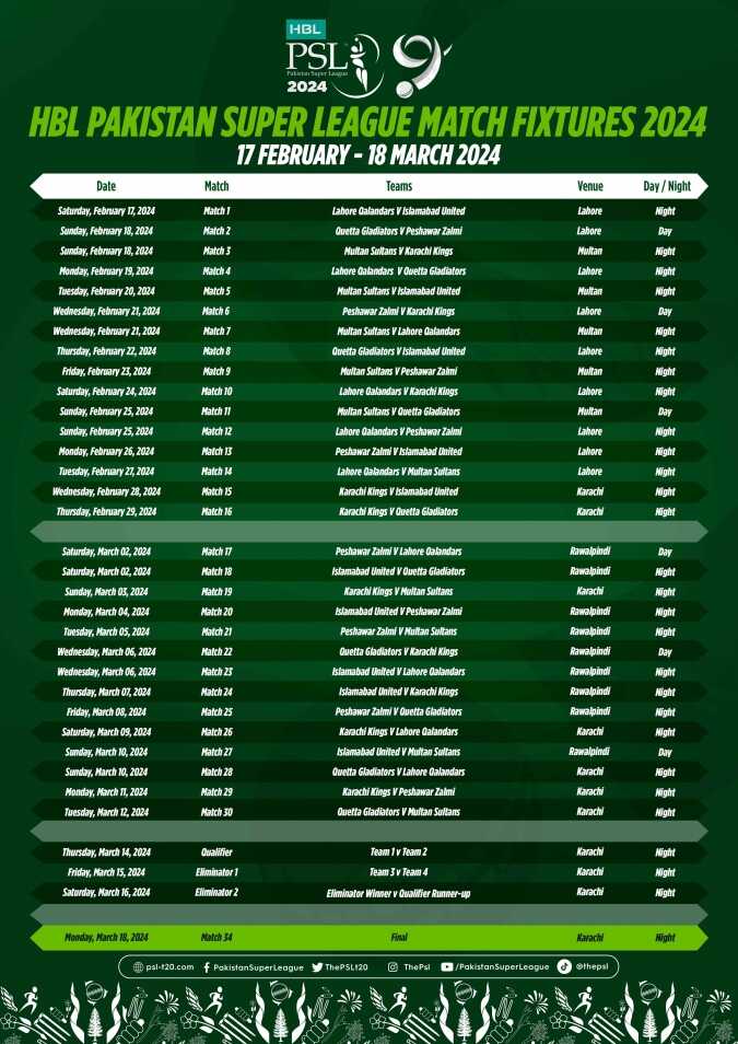 PSL schedule 2024